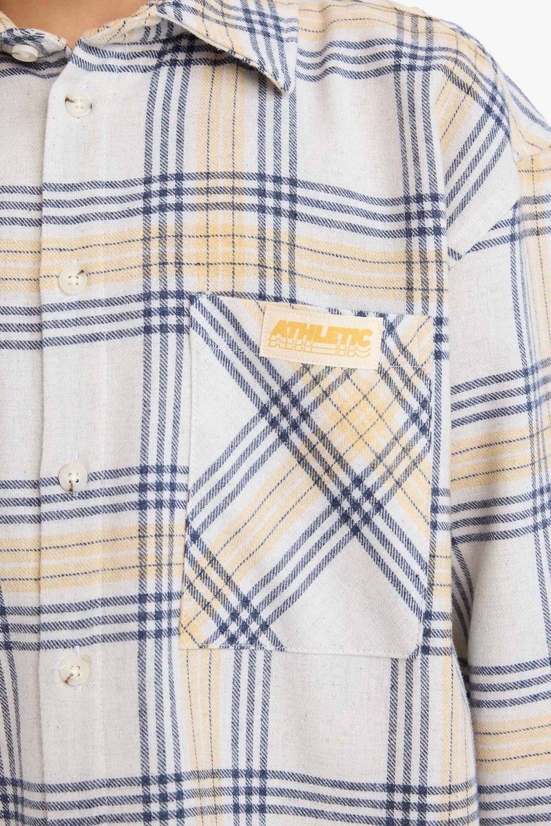DeFacto Yellow Boy Boy Oversize Fit Plaid Flannel Long Sleeve Shirt Casual - Image 4